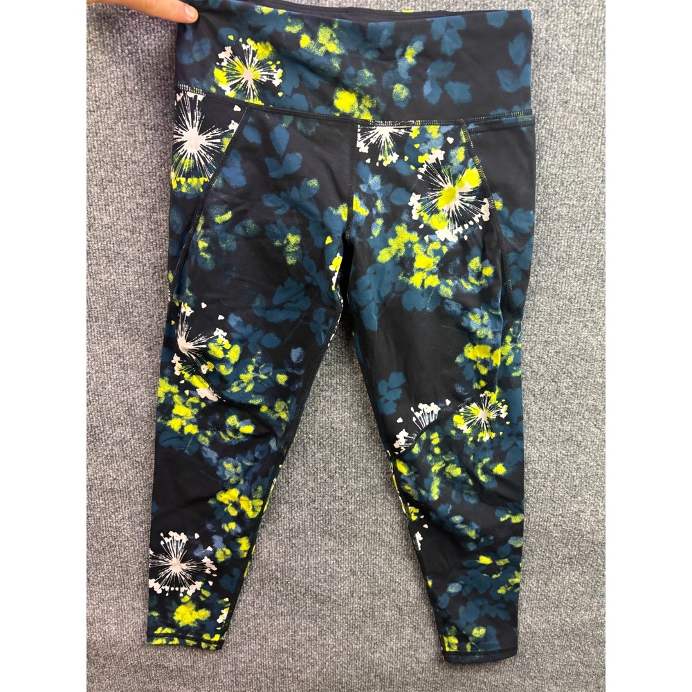 Sweaty Betty The Power Leggings Womens Small Blue Green Floral 7/8 Length 24in